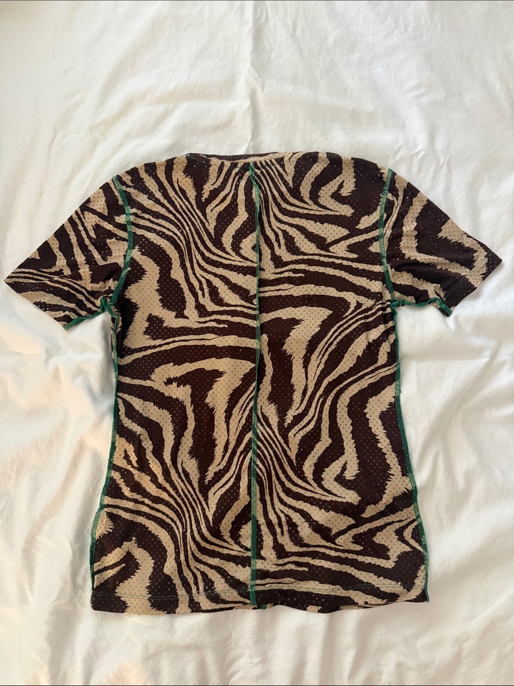 Ganni Brown, Cream & Green Zebra-Print Top - Picture 3 of 6